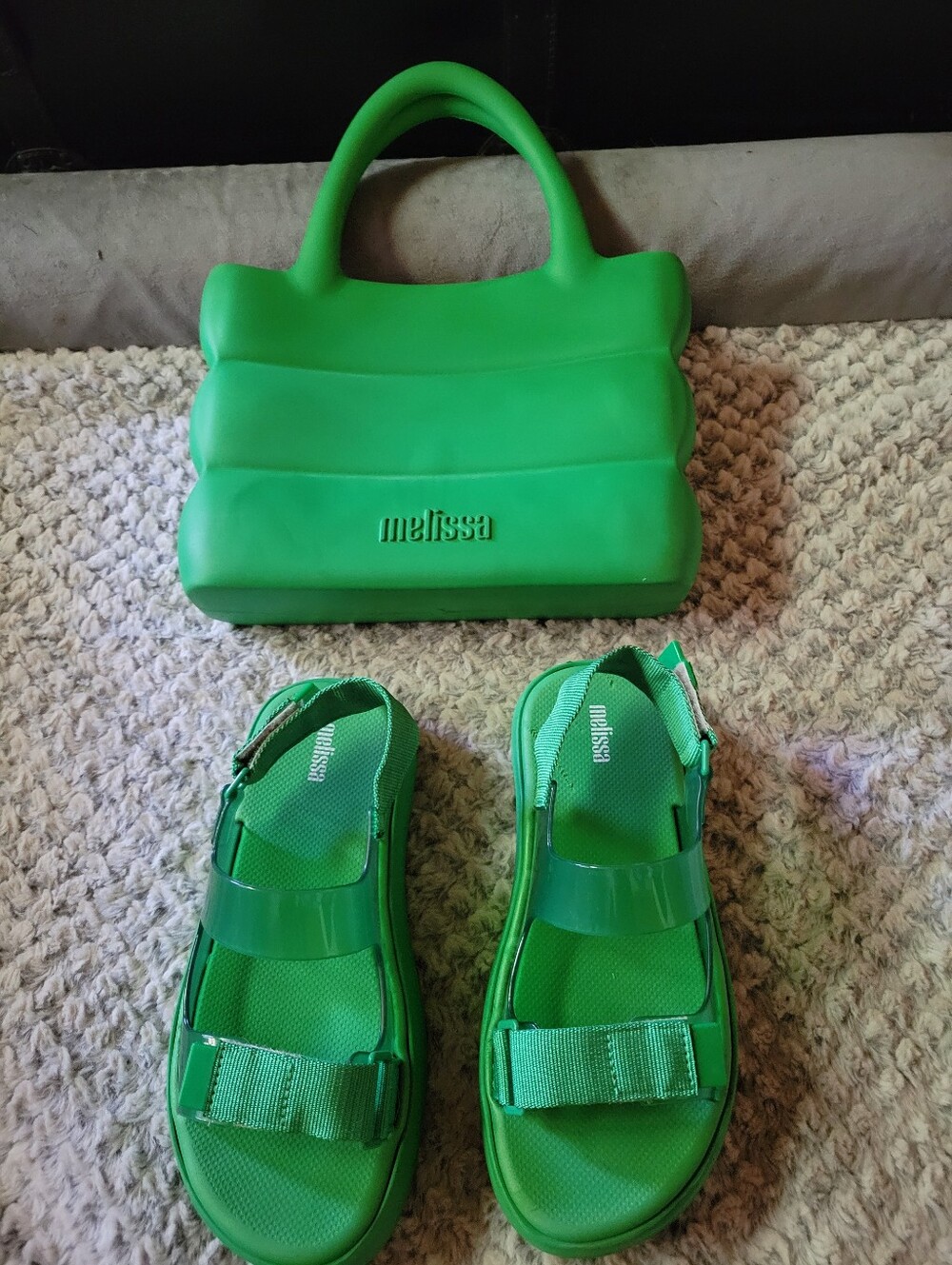 Melissa Bright Green Matte Tote and Matching Sandals